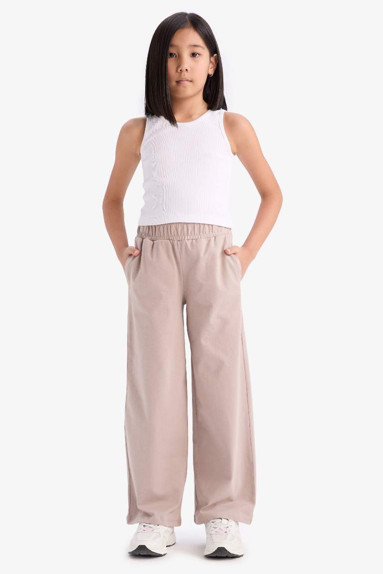 Girl Elastic Waist Wide Leg Trousers