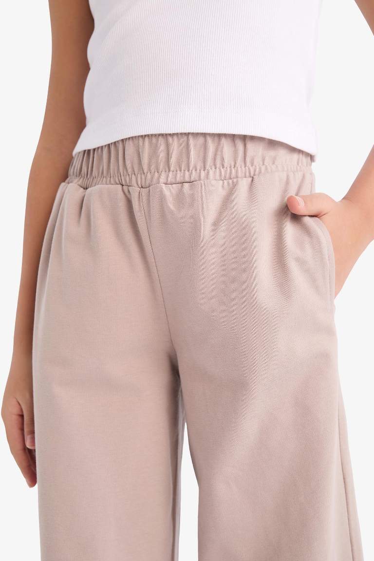 Girl Elastic Waist Wide Leg Trousers