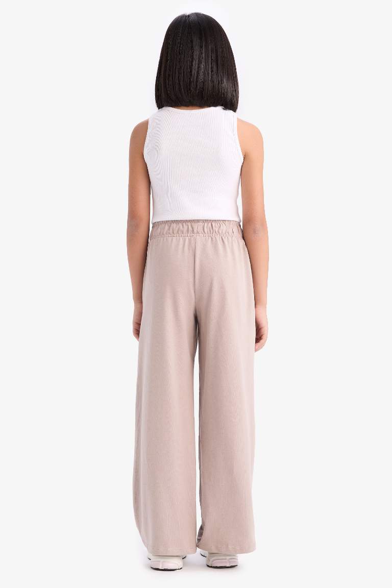 Girl Elastic Waist Wide Leg Trousers