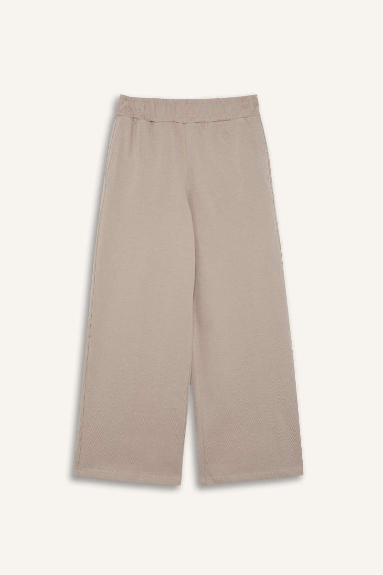 Girl Elastic Waist Wide Leg Trousers