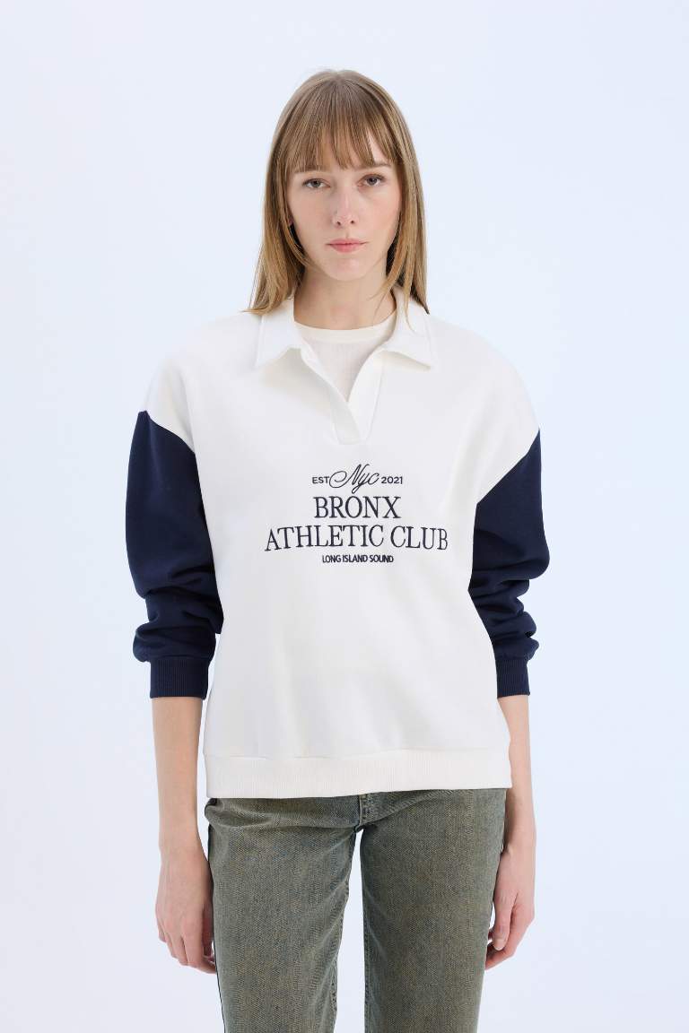 Sweatshirt Oversize à col polo imprimé