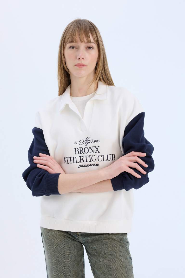 Sweatshirt Oversize à col polo imprimé