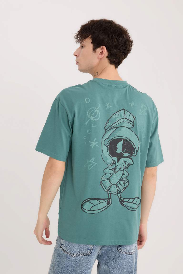 T-shirt imprimé Looney Tunes à col rond et coupe boxy