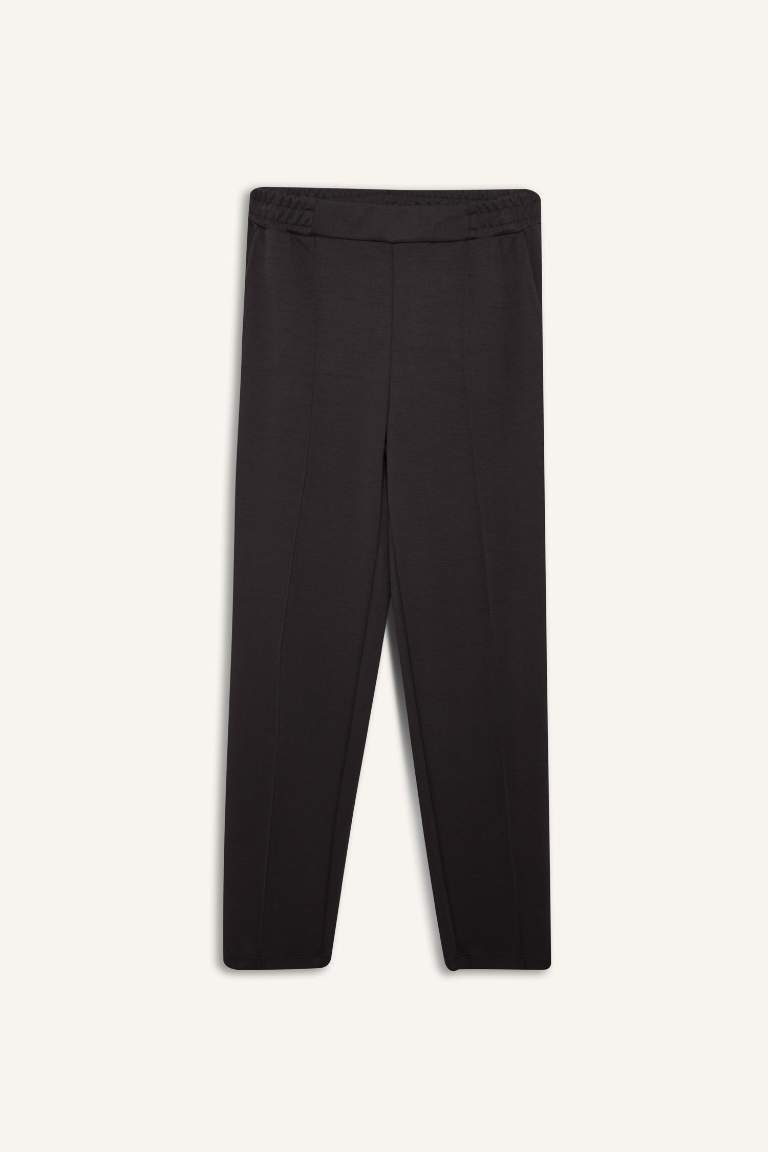 Regular Fit Flexible Waist Pocket Basic Trousers