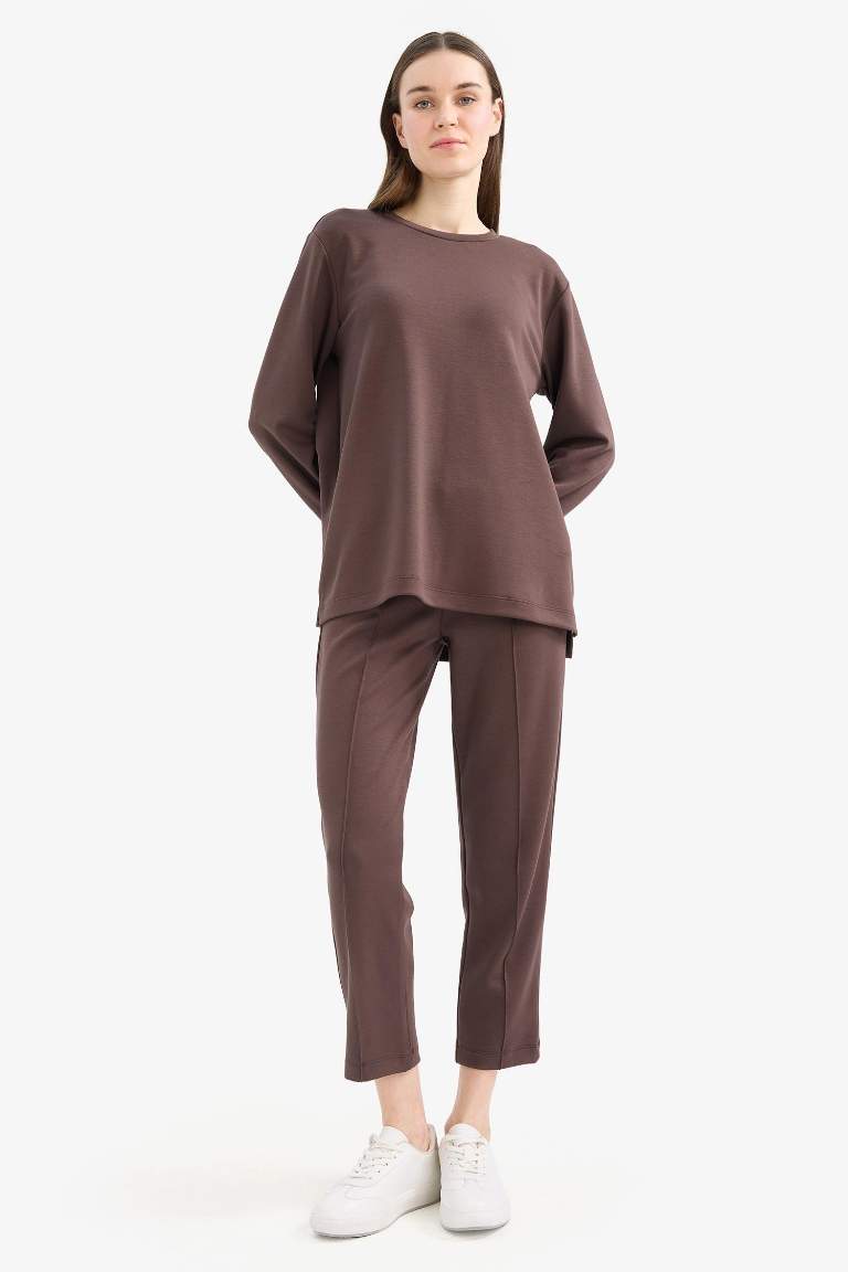 Regular Fit Flexible Waist Basic Trousers