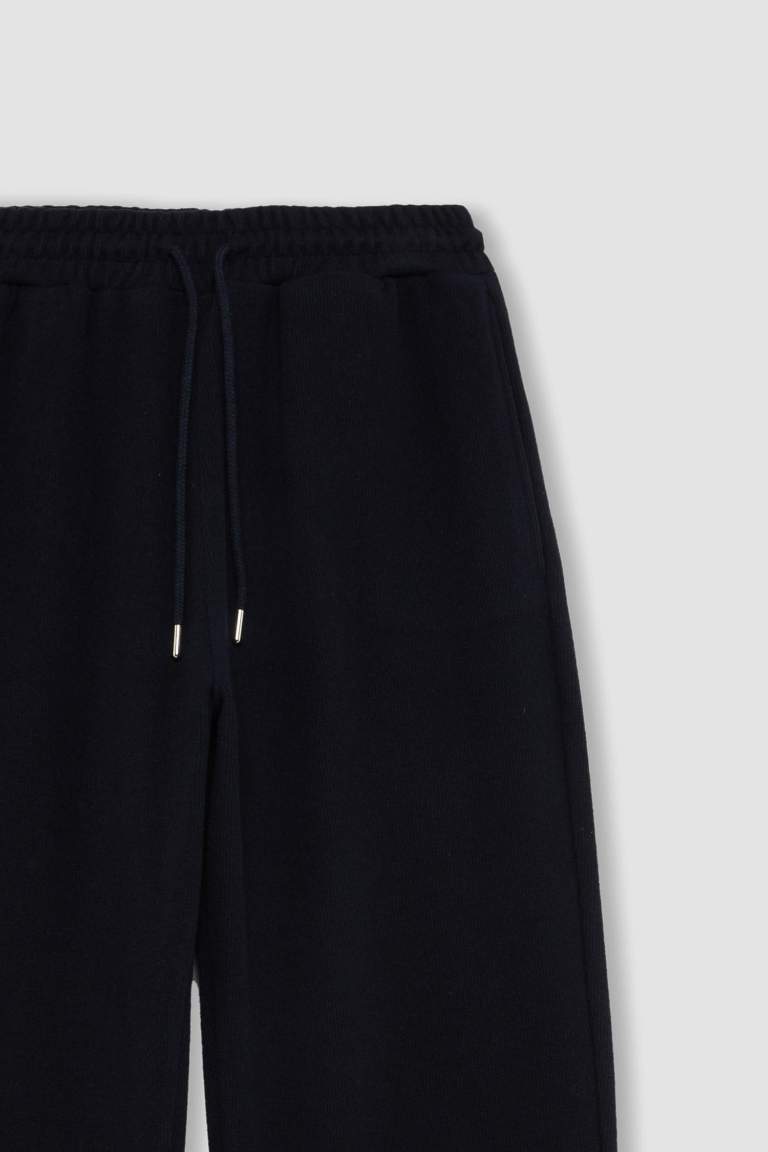Wide Leg Kışlık Pantolon Geniş Bol Paça Beli Lastikli Bağcıklı Basic Düz Cepli