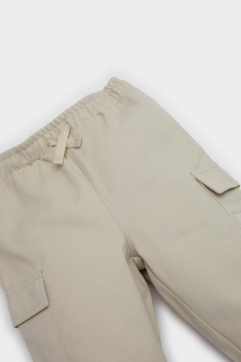 Erkek Bebek Beli Lastikli Kargo Cepli Gabardin Pantolon