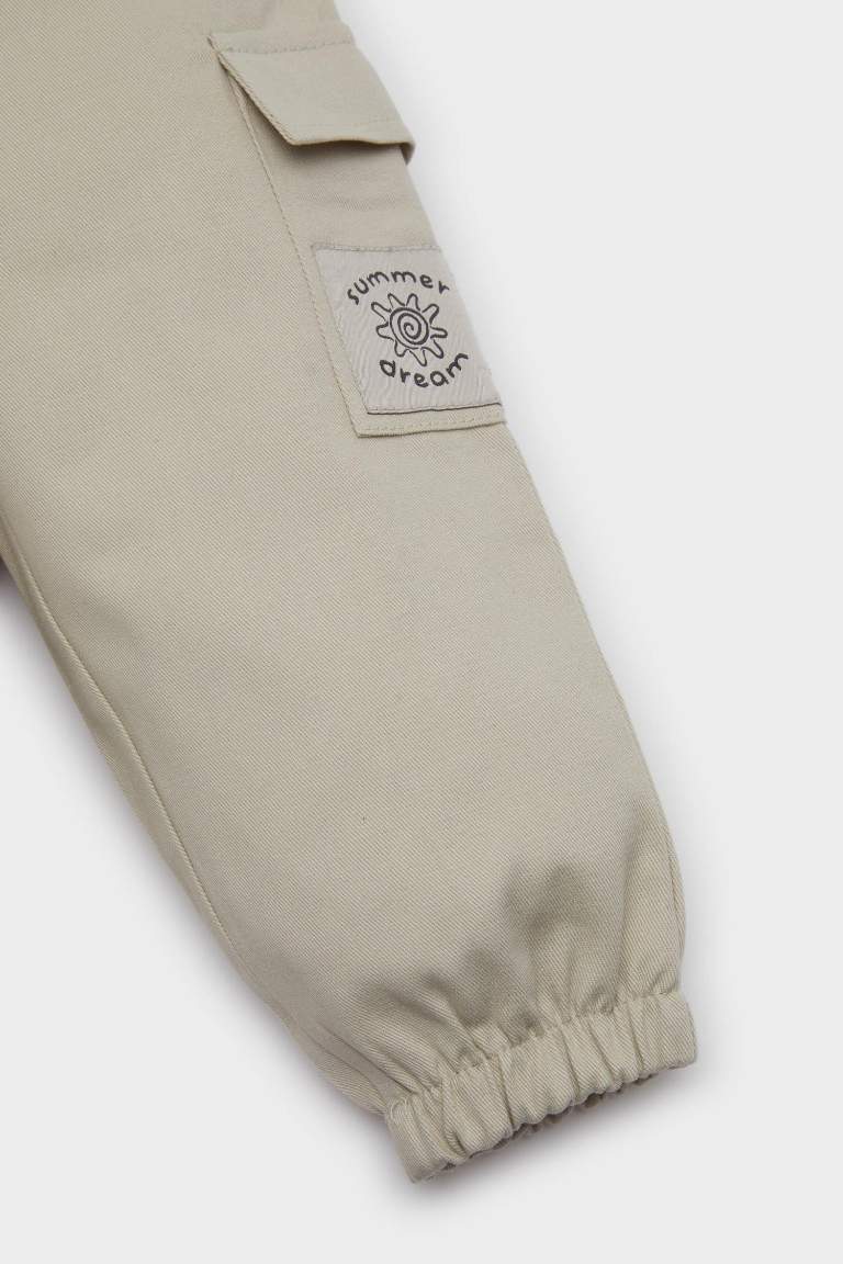 Erkek Bebek Beli Lastikli Kargo Cepli Gabardin Pantolon