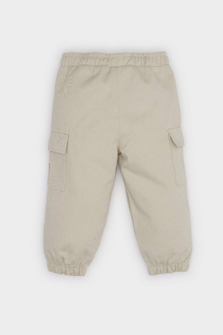 Erkek Bebek Beli Lastikli Kargo Cepli Gabardin Pantolon