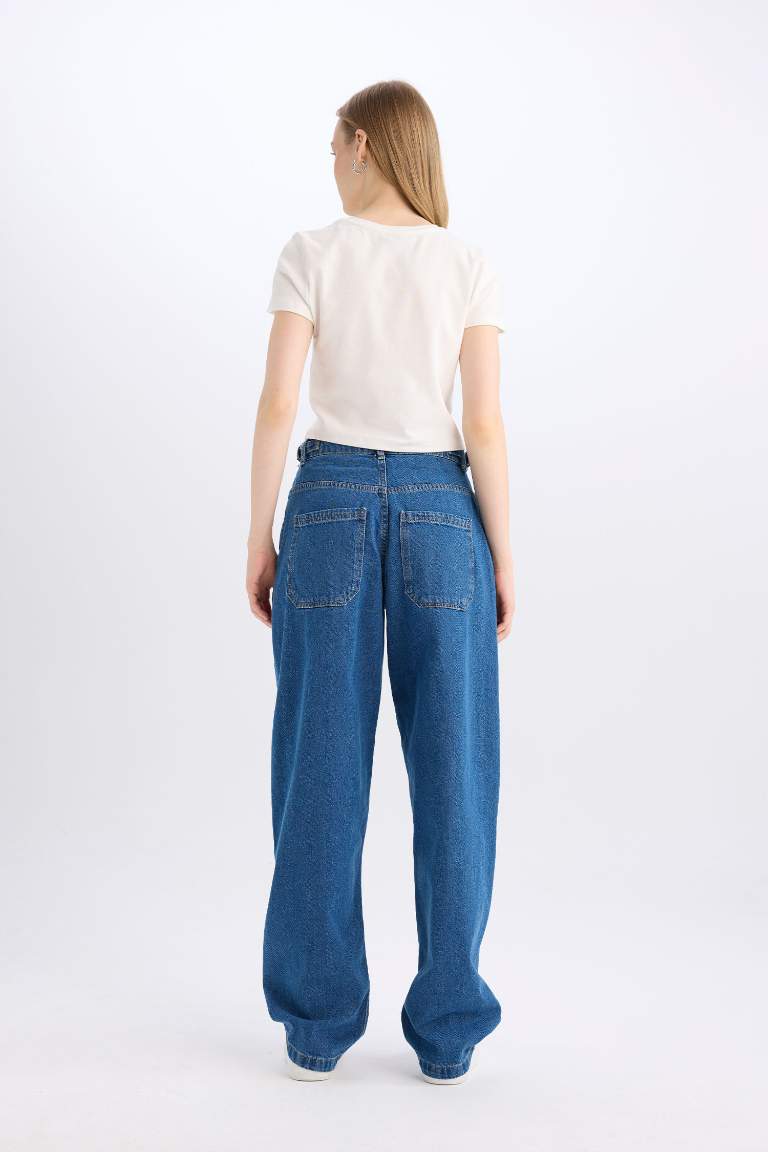 Baggy Fit High Waist Long Washed Jeans