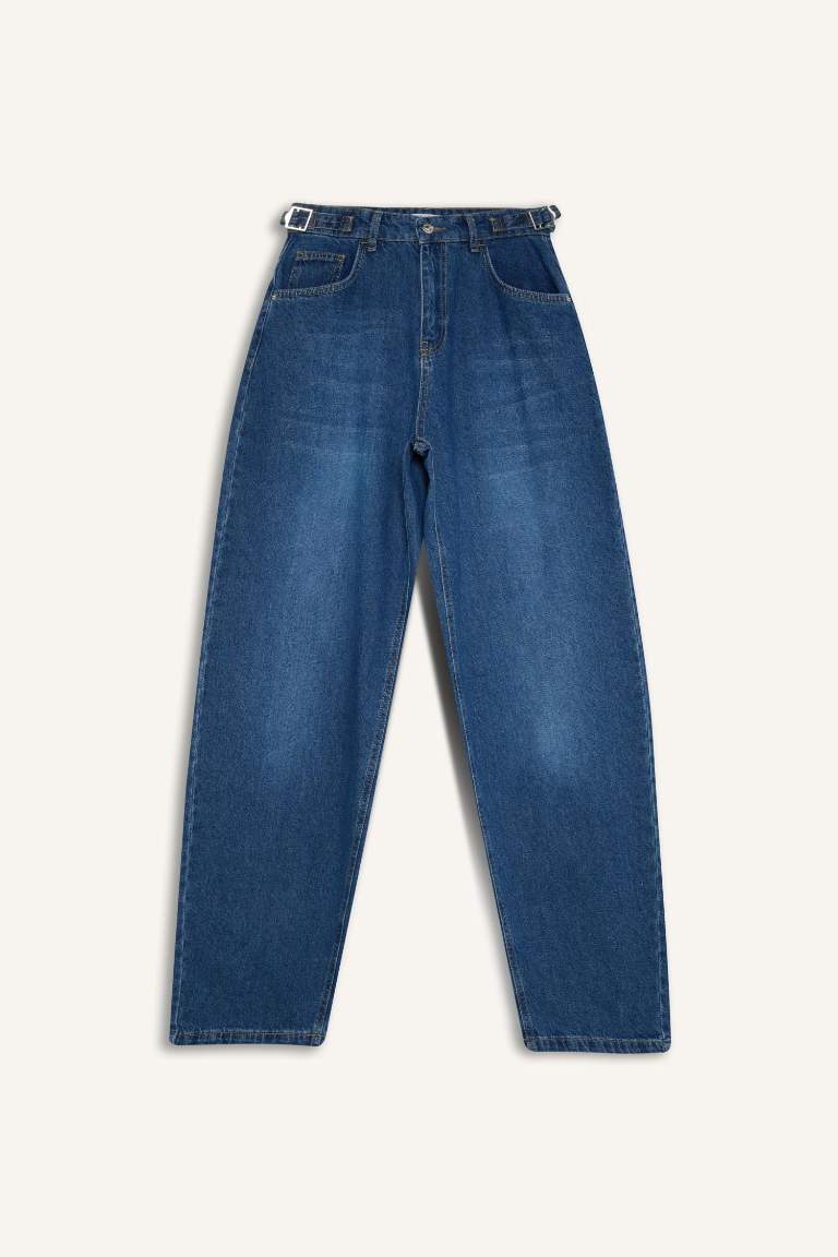 Baggy Fit High Waist Long Washed Jeans