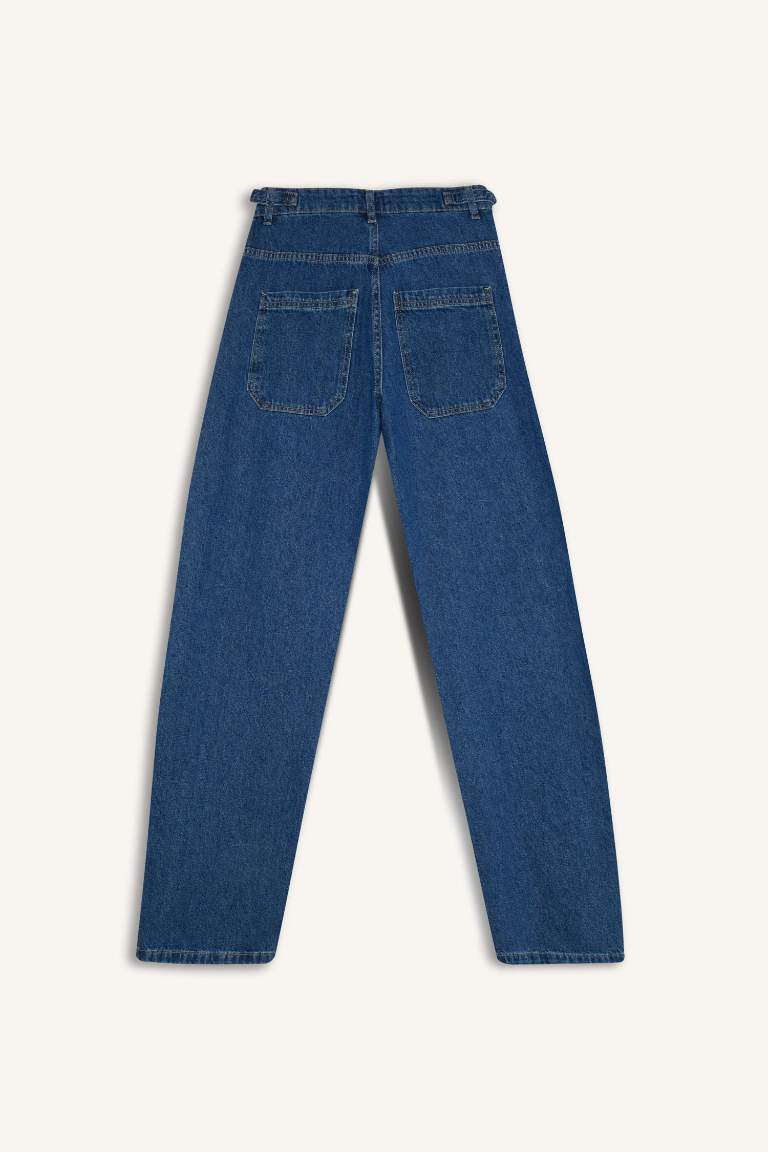 Baggy Fit High Waist Long Washed Jeans