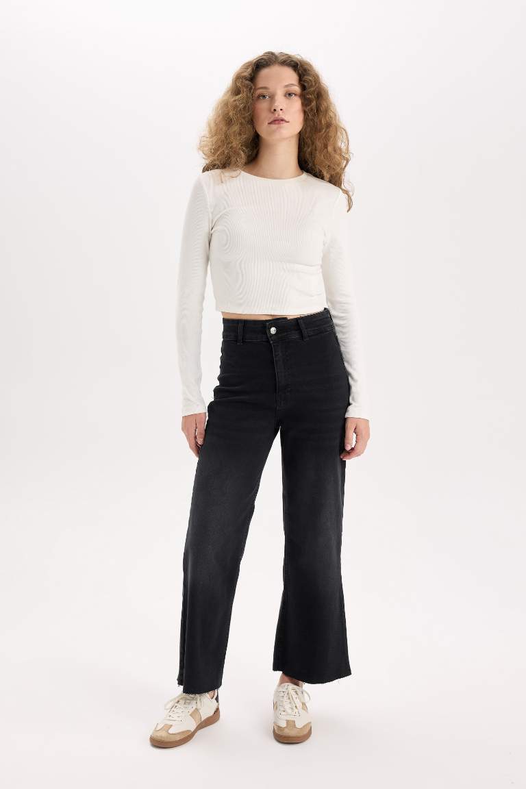 Culotte Fit High Waist Long Jeans