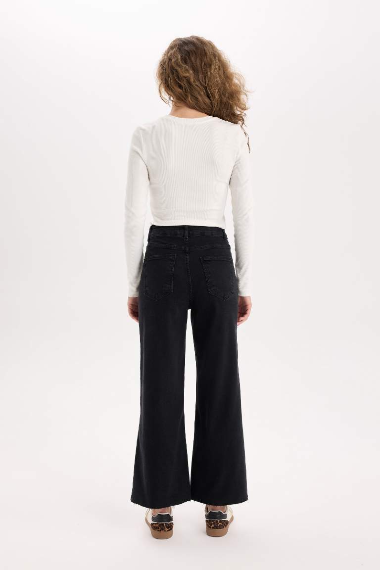 Culotte Fit High Waist Long Jeans