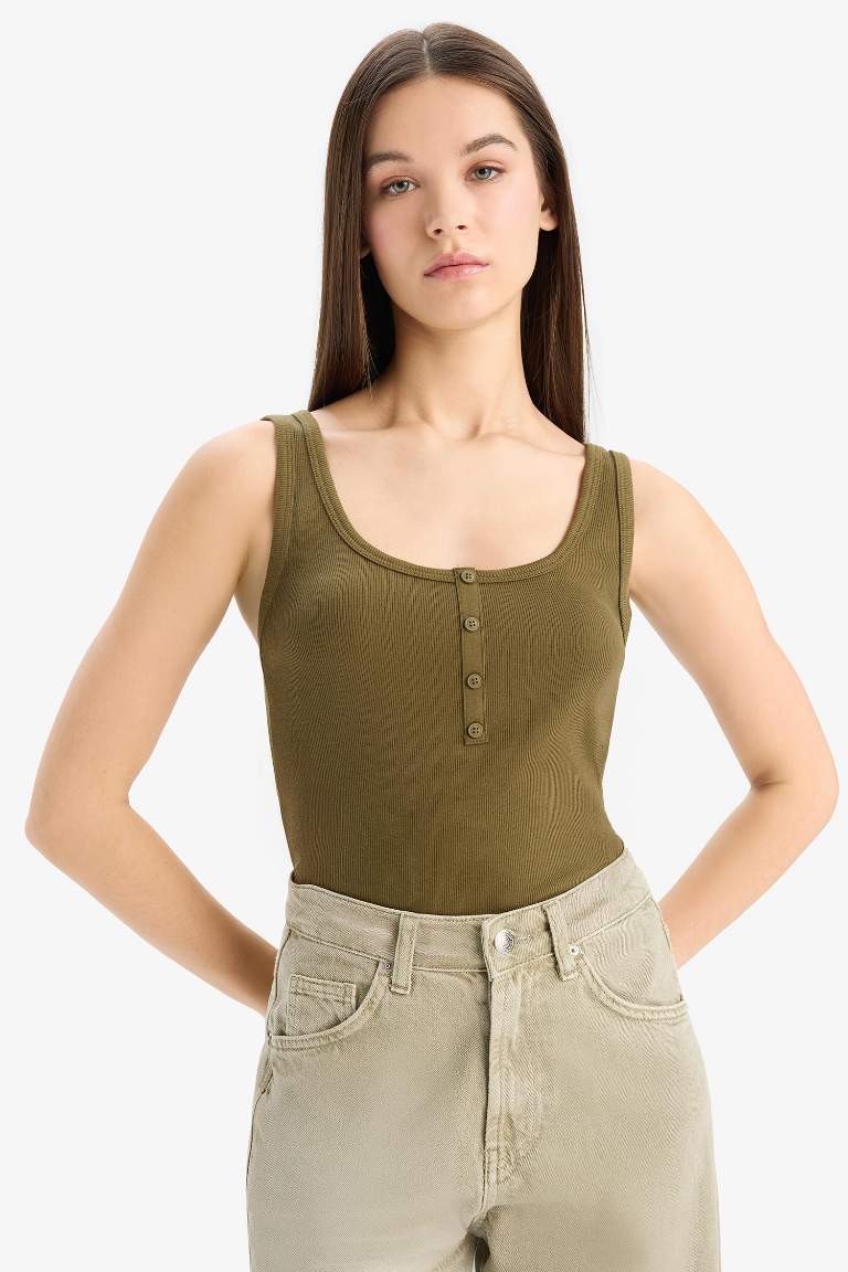 Slim Fit Camisole Square Collar Tank Top