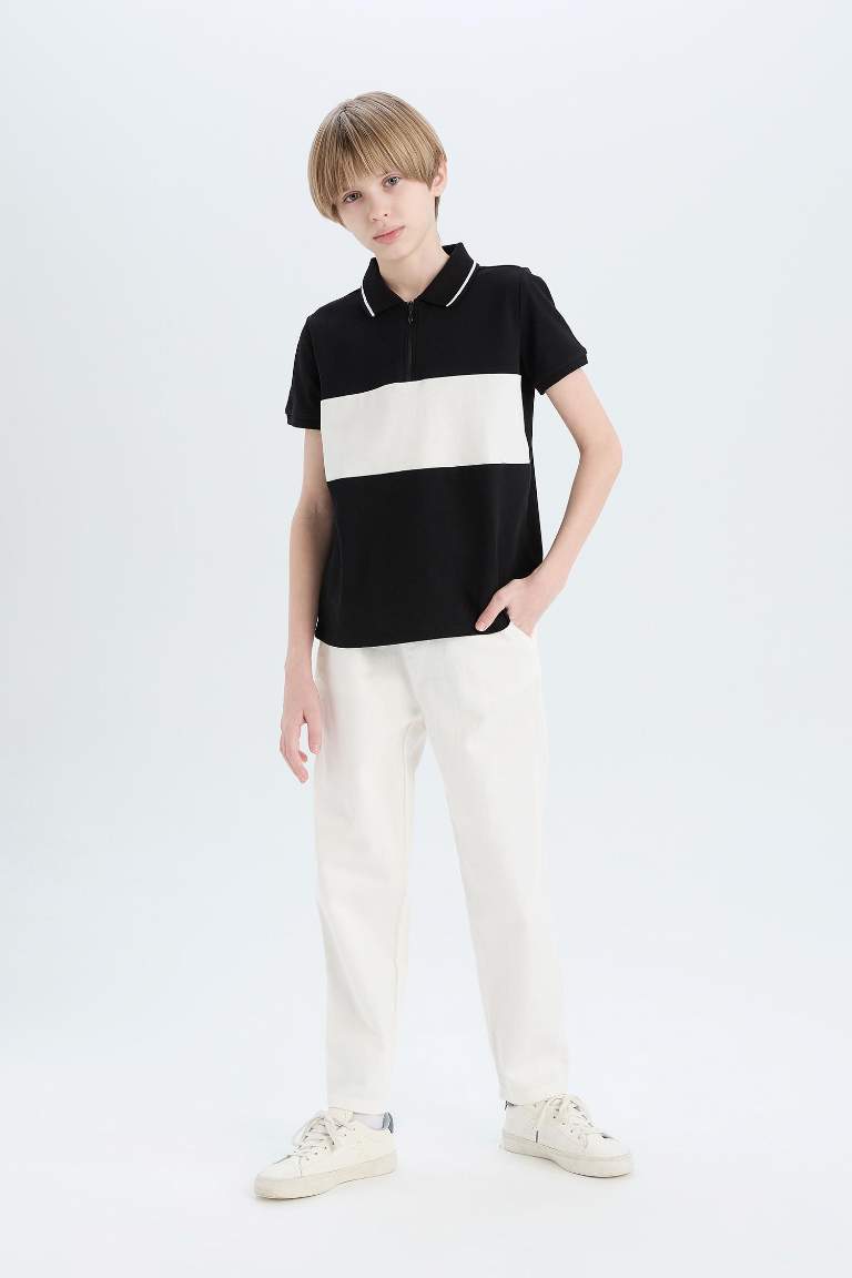 Boy Carrot Fit Standard Leg Gabardine Trousers