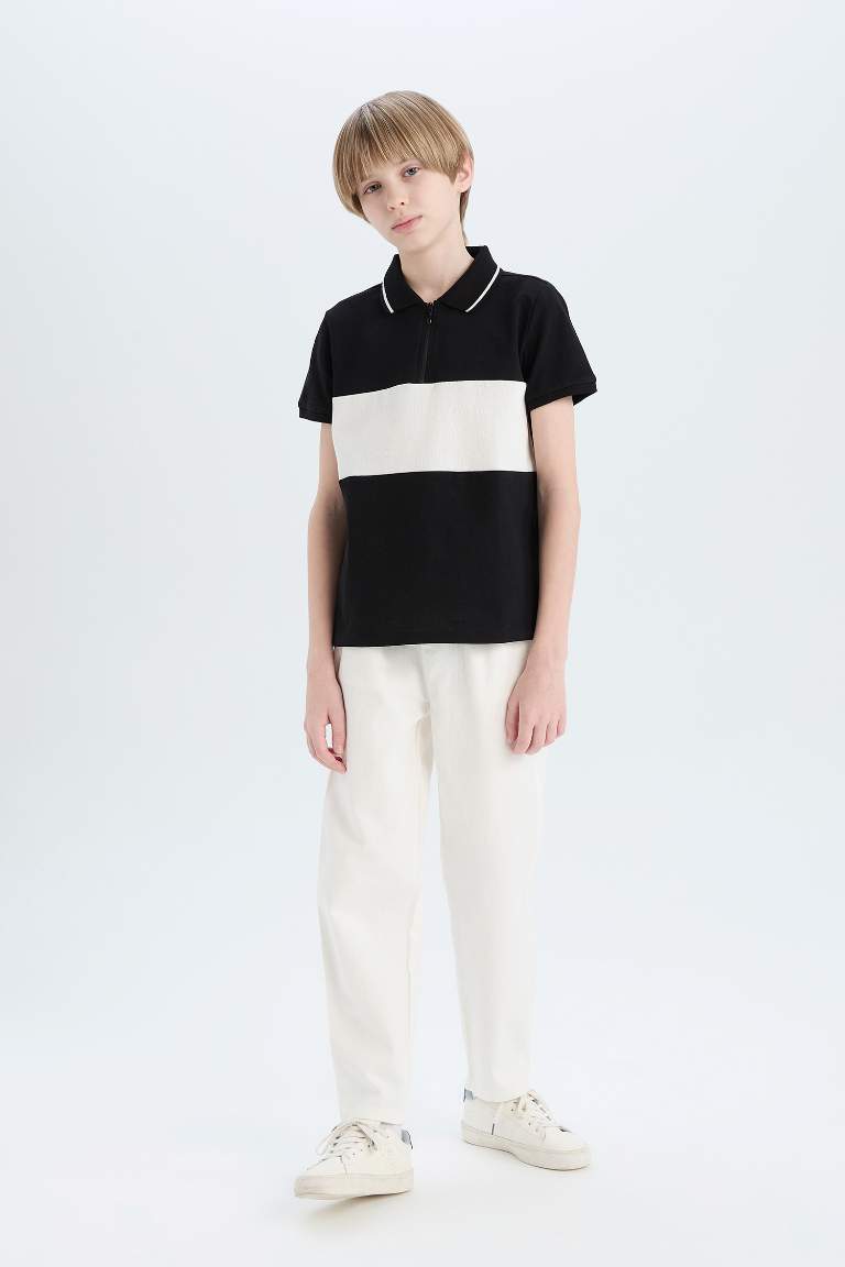 Boy Carrot Fit Standard Leg Gabardine Trousers