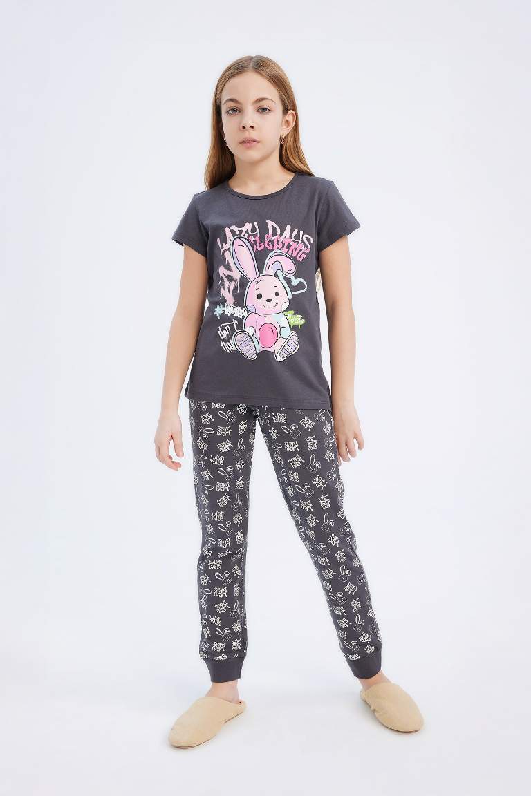 Pyjama avec t-shirt imprimé et pantalon à taille élastique pour fille