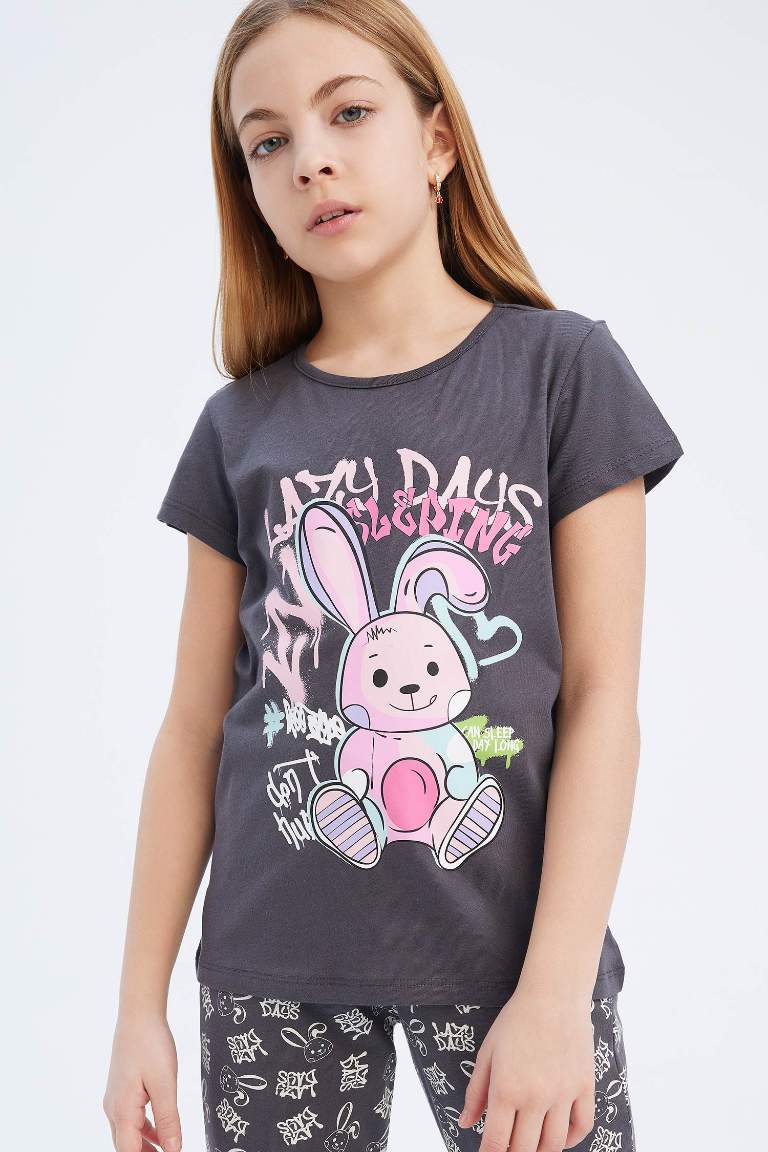 Pyjama avec t-shirt imprimé et pantalon à taille élastique pour fille