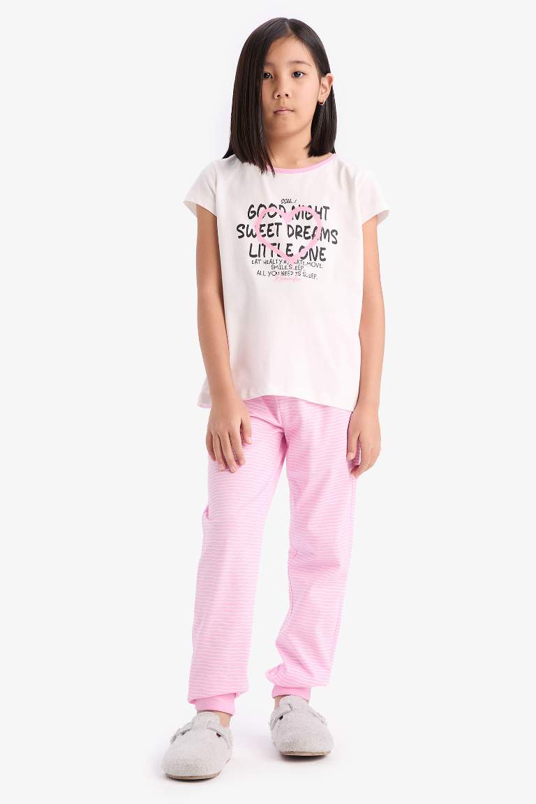 Ensemble Pyjama Top imprimé à manches courtes et pantalon pou fille