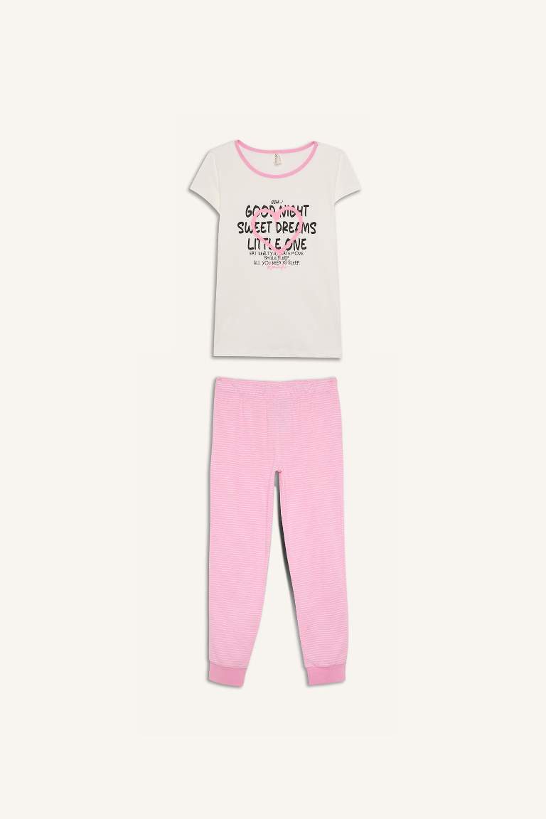 Ensemble Pyjama Top imprimé à manches courtes et pantalon pou fille