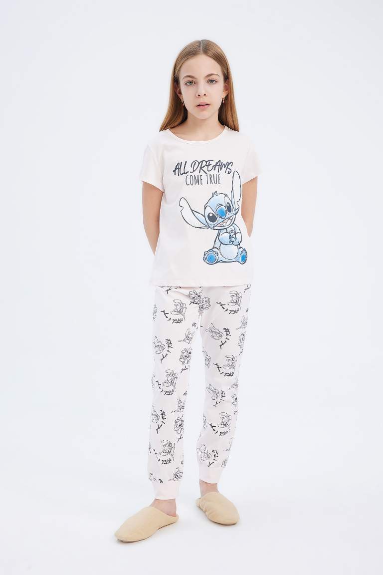 Girl Disney Lilo & Stitch Top Bottom 2 Piece Pajama Set