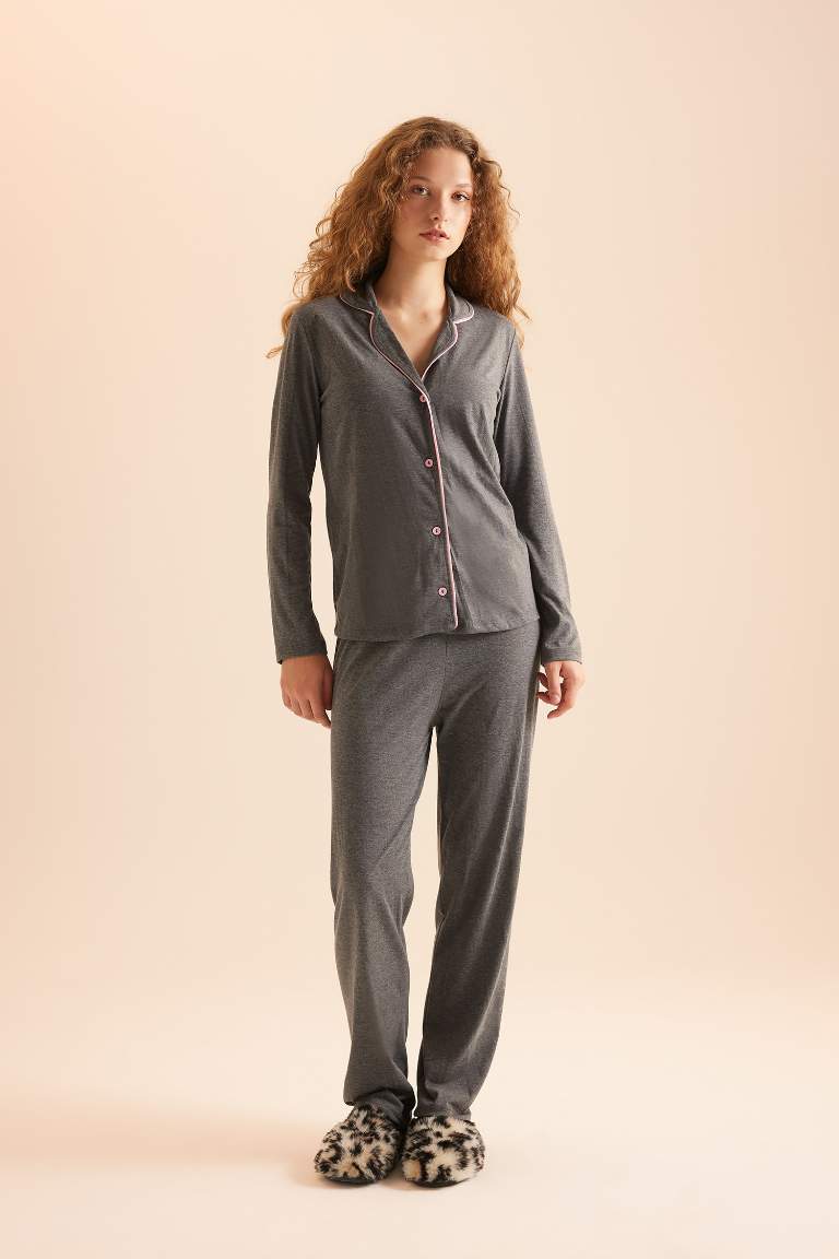 Pijama Takımı Regular Fit Uzun Kollu Üst Uzun Alt-Fall in Love