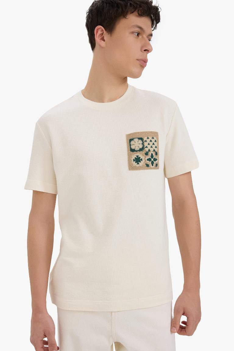 Футболка из 100% хлопка Regular Fit с круглым вырезом, короткий рукав