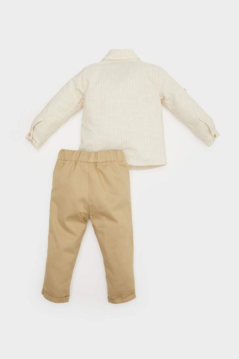 Boy Baby Striped Long Sleeve Shirt Trousers 2 Piece Set