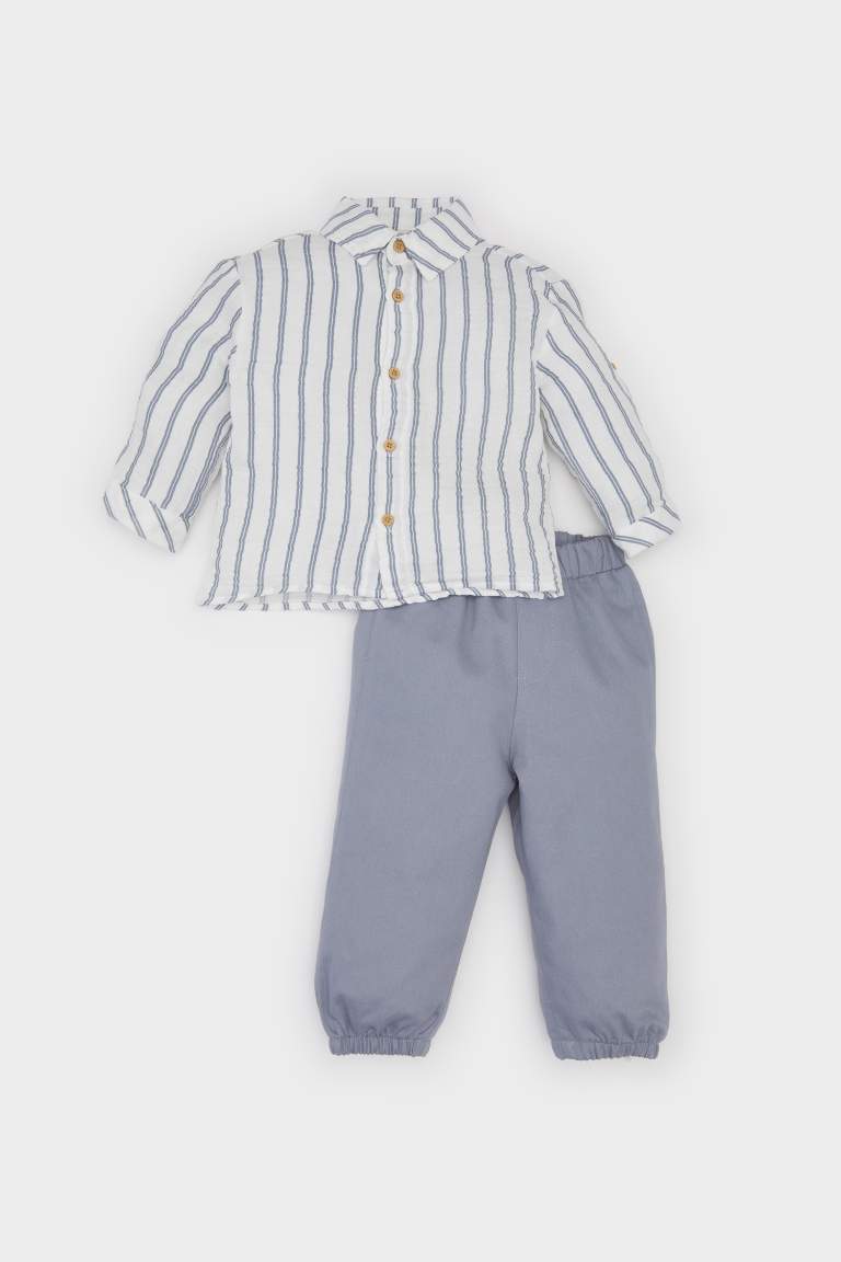 Baby Boy Striped Shirt Bottom 2 Piece Set