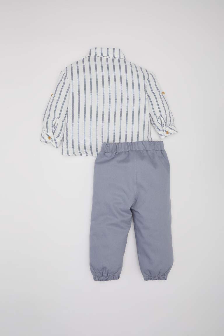 Baby Boy Striped Shirt Bottom 2 Piece Set