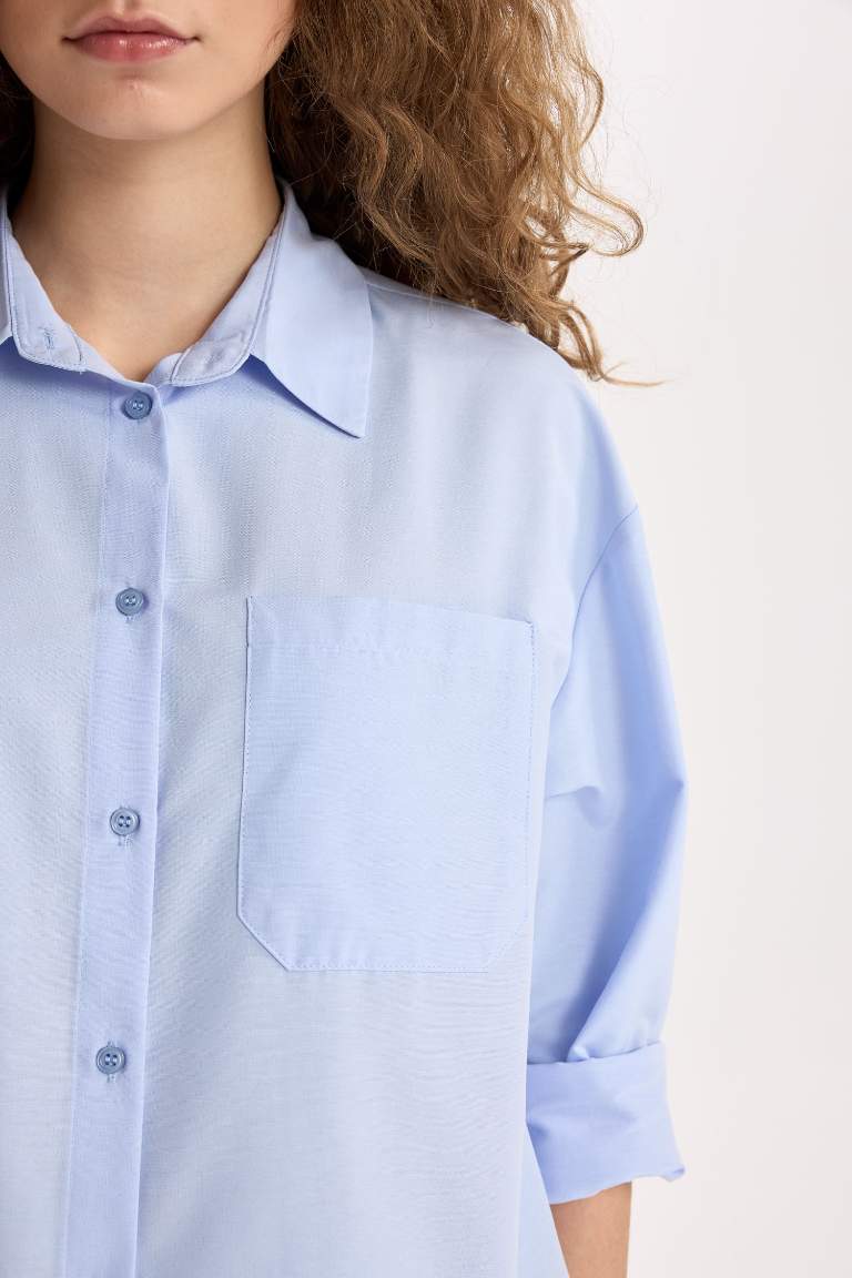 Oversize Geniş Kalıp Poplin Uzun Kollu Gömlek