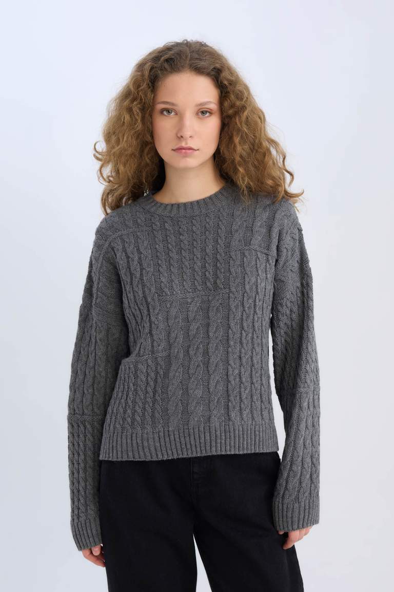 Oversize Fit Crew Neck Knitwear Pullover