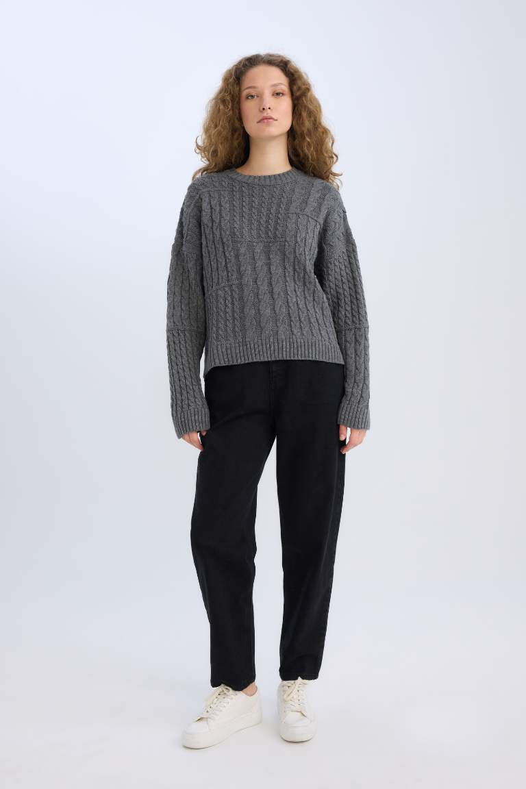 Oversize Fit Crew Neck Knitwear Pullover