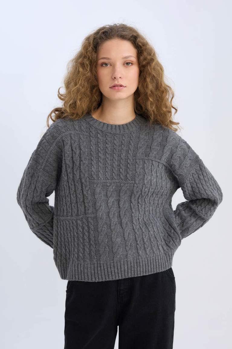 Oversize Fit Crew Neck Knitwear Pullover