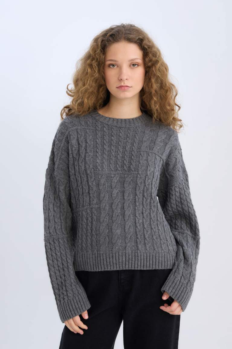 Oversize Fit Crew Neck Knitwear Pullover