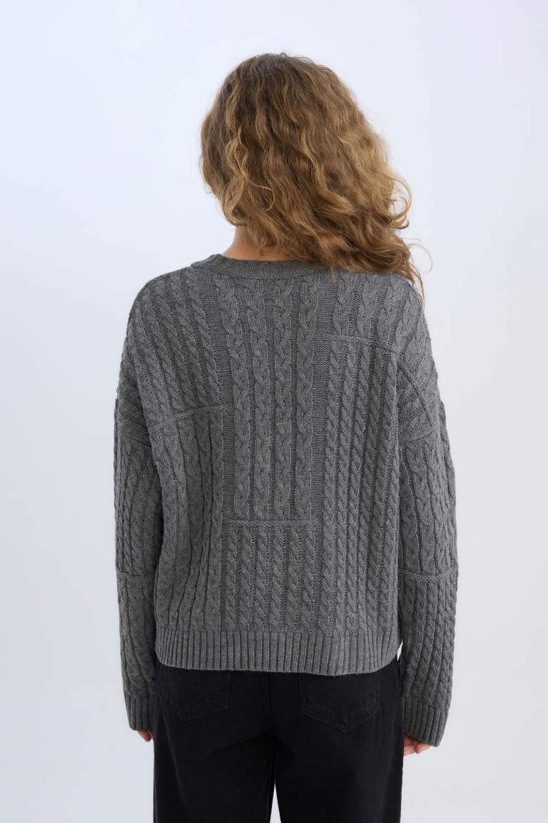 Oversize Fit Crew Neck Knitwear Pullover