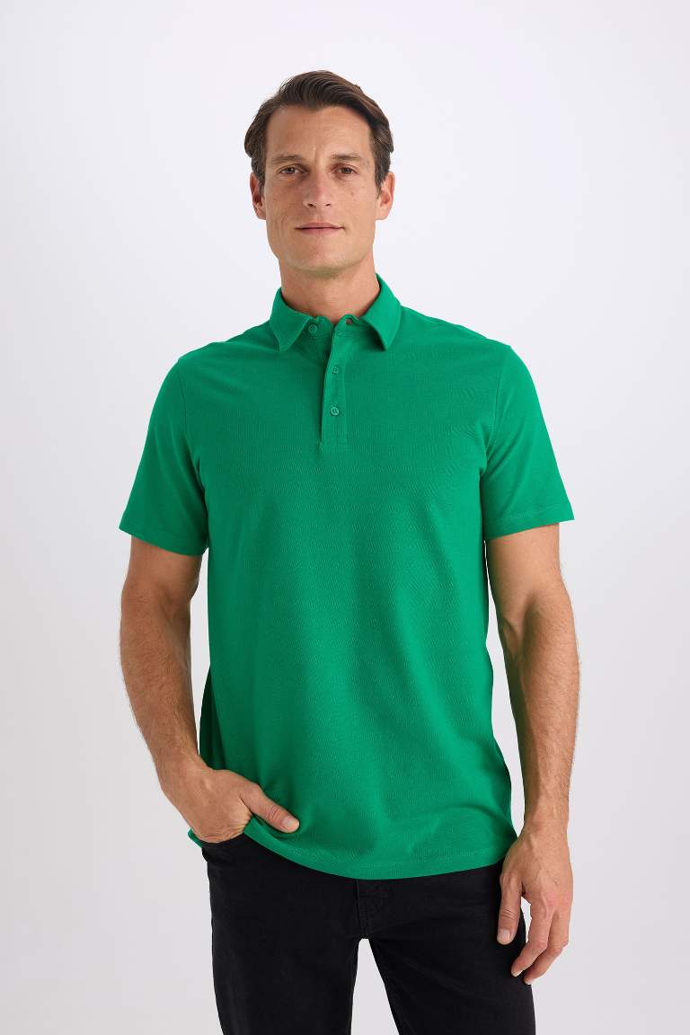 Regular Fit Cotton Short Sleeve Basic Polo T-Shirt