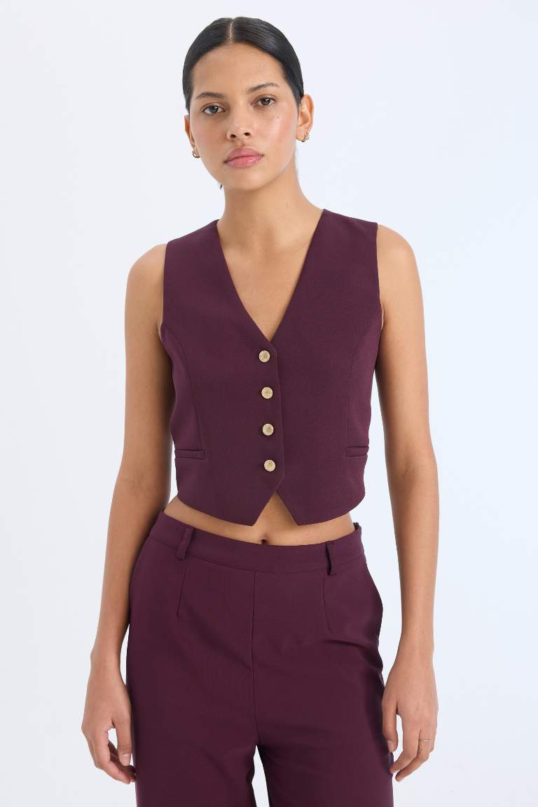 Regular Fit V Neck Blazer Vest