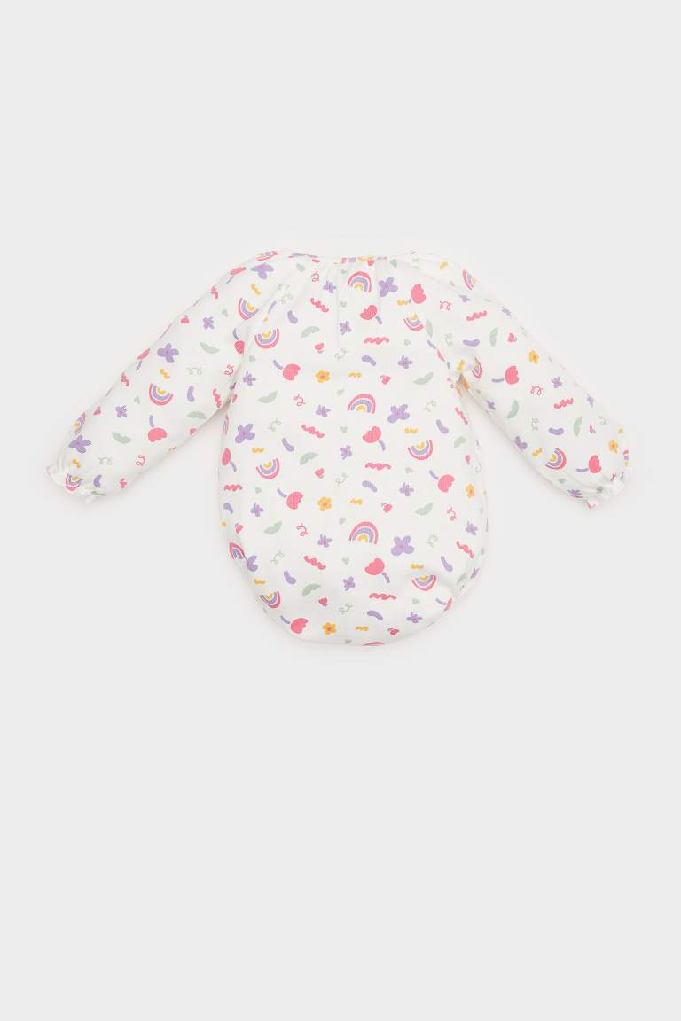 Baby Girl Newborn Crew Neck Rainbow Printed Waffle Snap Body