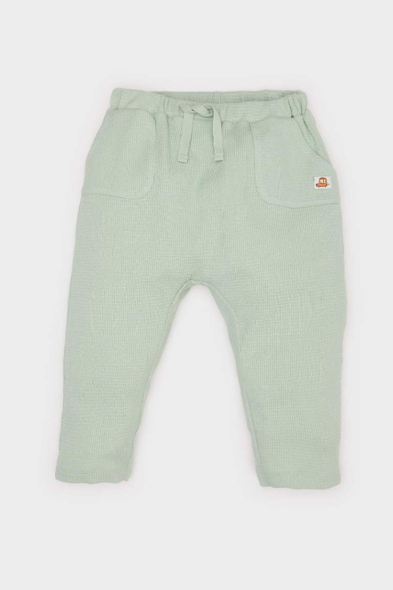 Baby Boy Label Printed Elastic Waist Waffle Sweatpants