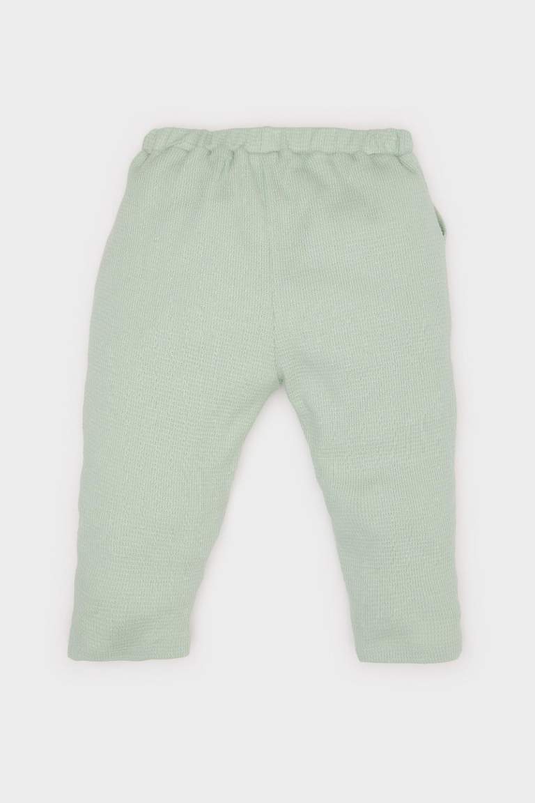 Baby Boy Label Printed Elastic Waist Waffle Sweatpants