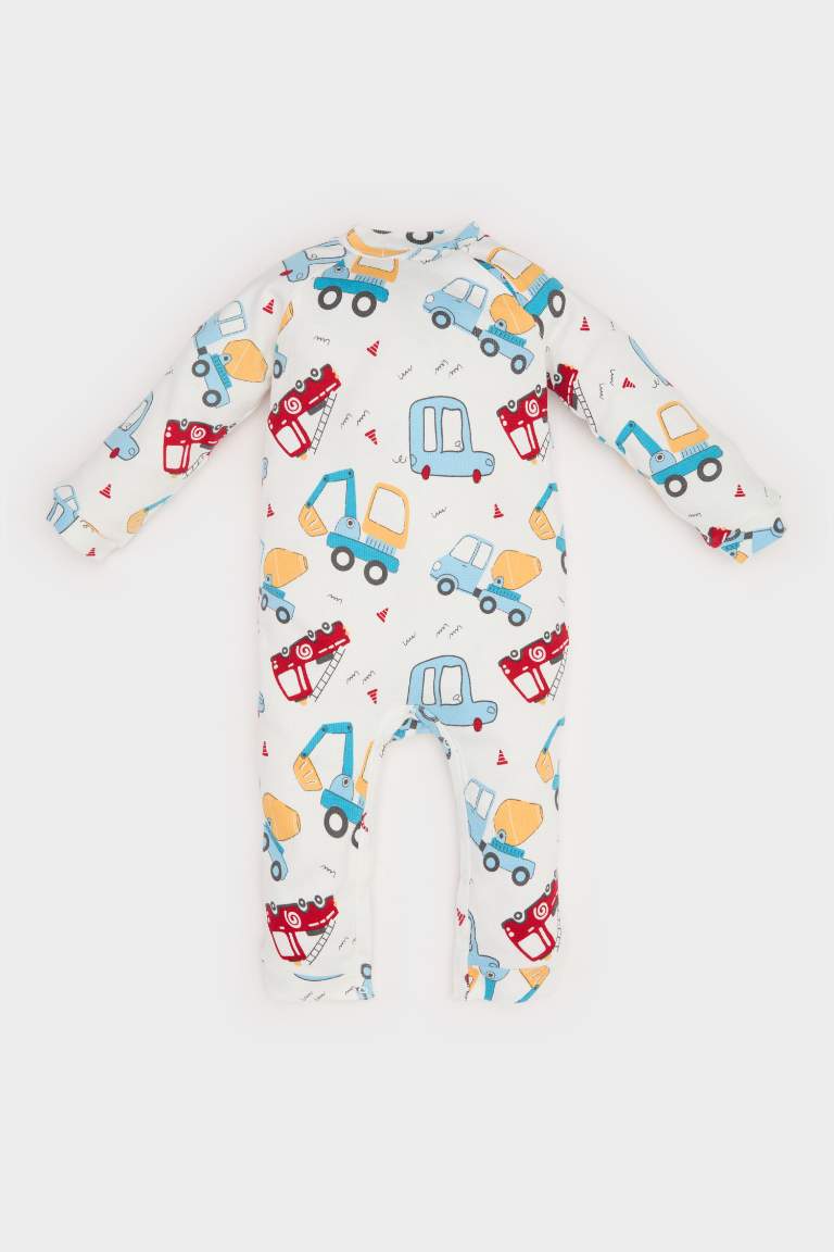 Baby Boy Newborn Vehicle Printed Waffle Jumpsuit