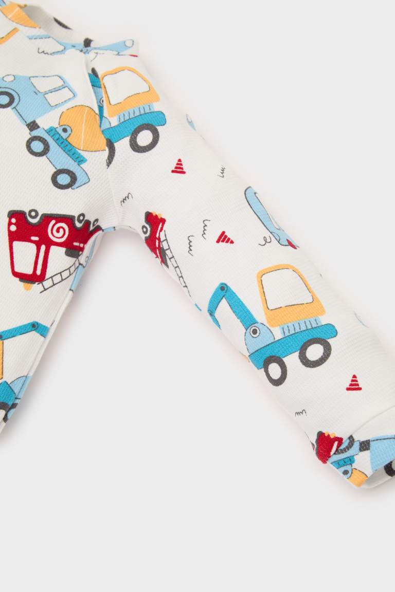 Baby Boy Newborn Vehicle Printed Waffle Jumpsuit