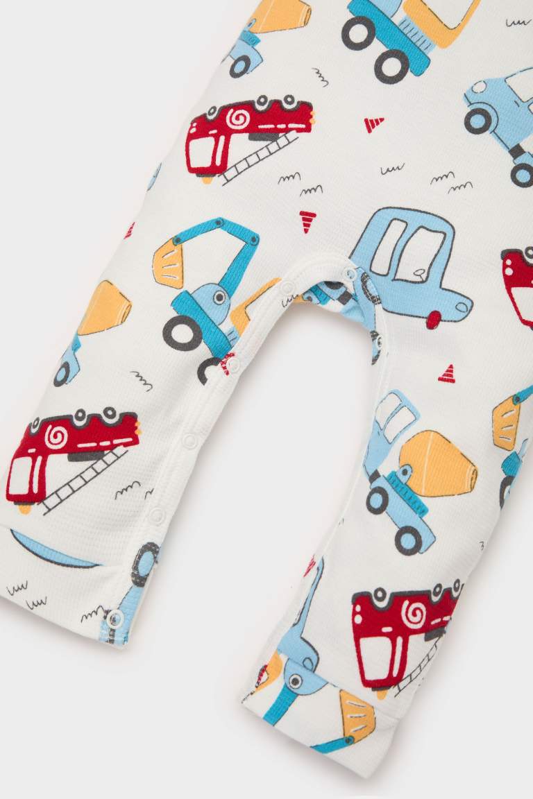 Baby Boy Newborn Vehicle Printed Waffle Jumpsuit