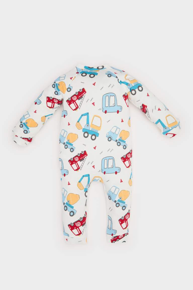 Baby Boy Newborn Vehicle Printed Waffle Jumpsuit