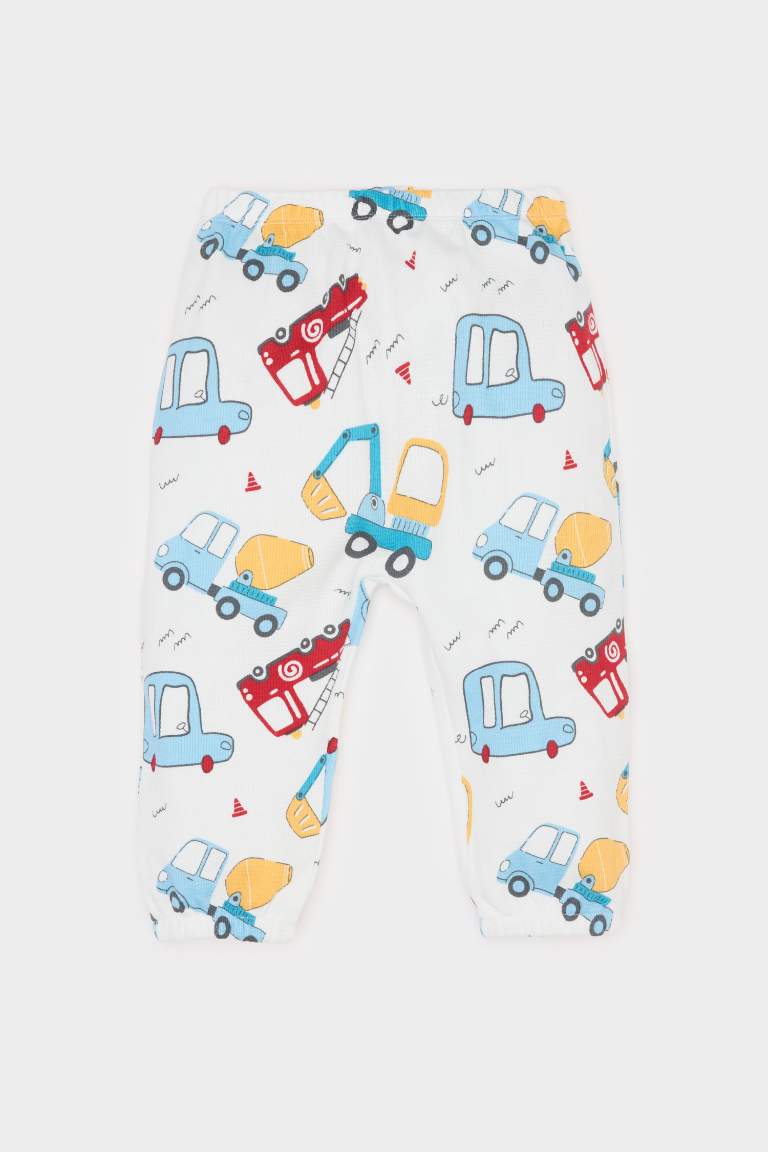 Baby Boy Vehicle Printed Long Sleeve Waffle 2 Piece Set