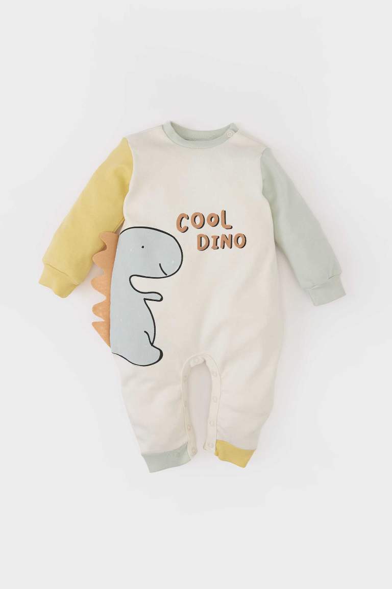 Baby Boy Newborn Dinosaur Printed Long Sleeve Jumpsuit