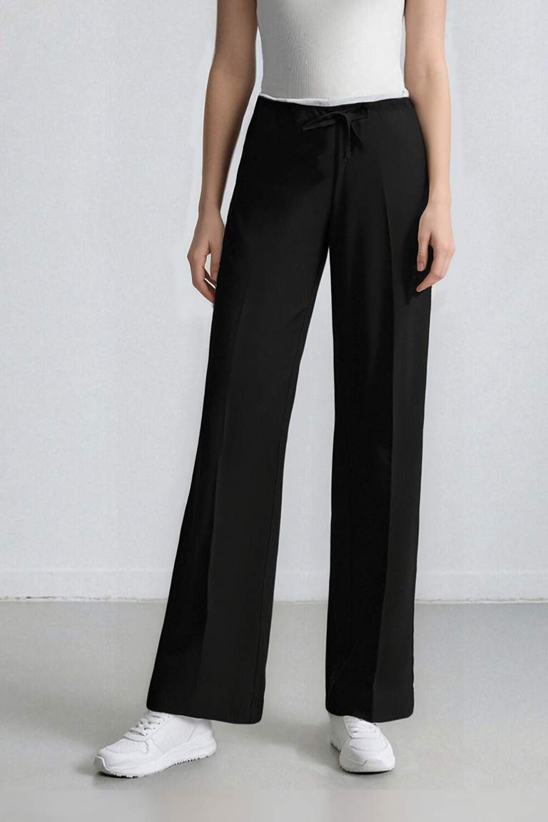 Wide Leg Kumaş Pantolon Normal Bel Geniş Cepli Pensli Bol Paça