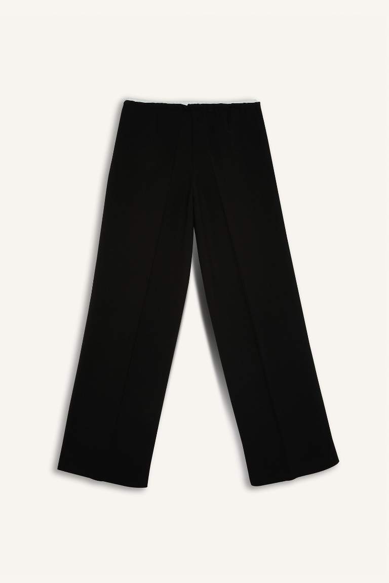 Wide Leg Kumaş Pantolon Normal Bel Geniş Cepli Pensli Bol Paça